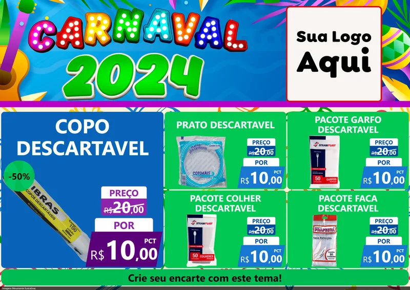 Modelo de Encarte para Encarte A4 Horizontal com o tema Carnaval 2027 para Embalagens