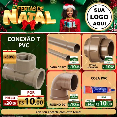 Modelo de Rede Social para Feed Facebook com o tema Ofertas de Natal para Tubos e conexões