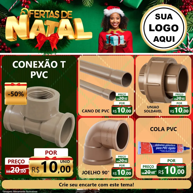 Modelo de Rede Social para Feed Facebook com o tema Ofertas de Natal para Tubos e conexões