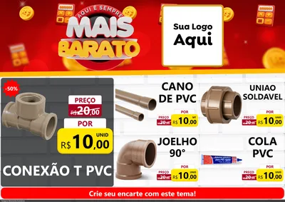 Modelo de Encarte para Encarte A4 Horizontal com o tema Mais Barato para Tubos e conexões