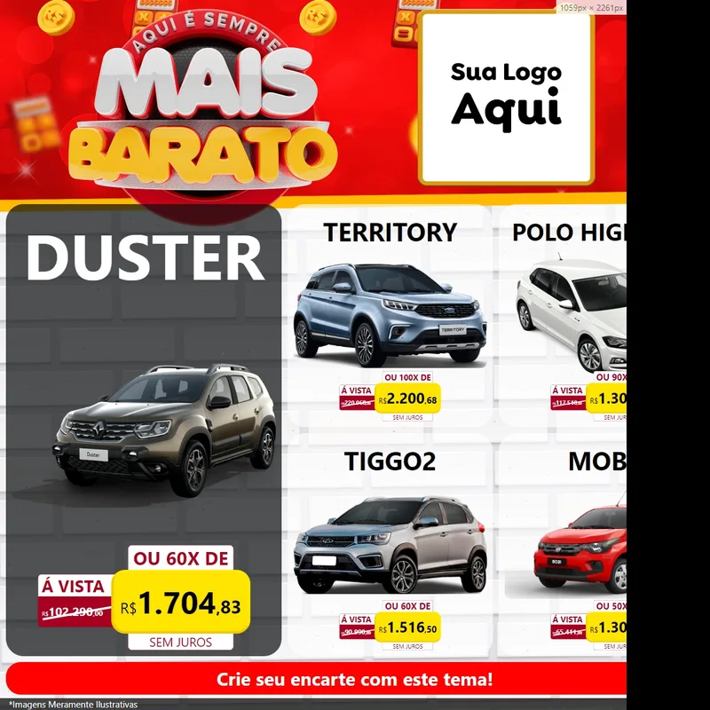 Modelo de Rede Social para Feed Facebook com o tema Mais Barato para Concessionaria de Carros
