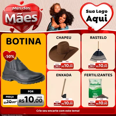Modelo de Rede Social para Feed Facebook com o tema Mês das Mães para Agropecuária