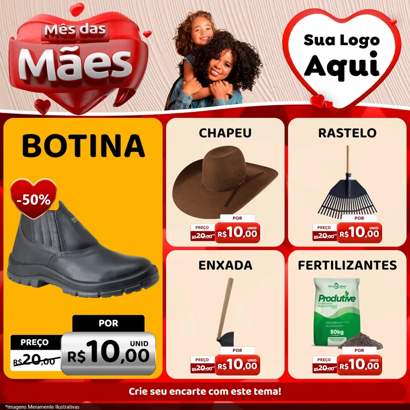 Modelo de Rede Social para Feed Facebook com o tema Mês das Mães para Agropecuária