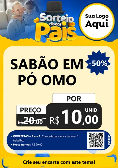 Modelo de Cartaz para Cartaz A4 Vertical com o tema Sorteio Dia Dos Pais para Produtos de Limpeza