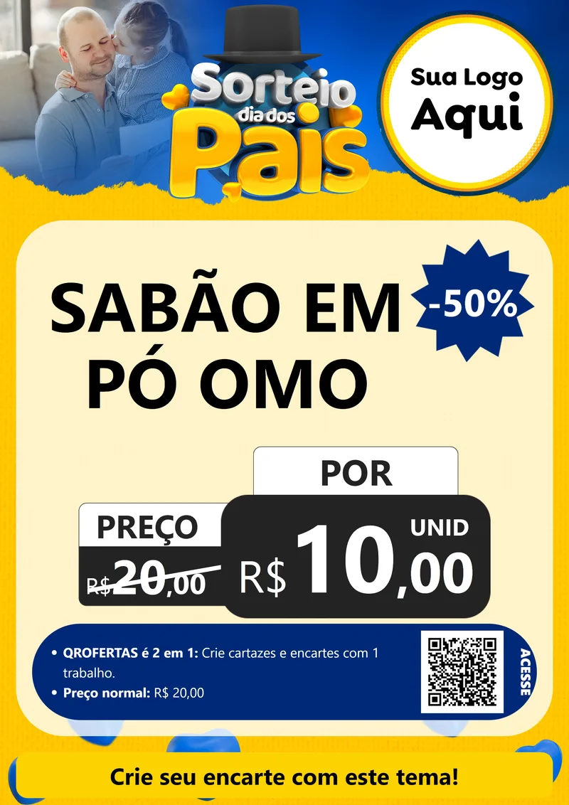 Modelo de Cartaz para Cartaz A4 Vertical com o tema Sorteio Dia Dos Pais para Produtos de Limpeza