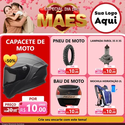 Modelo de Rede Social para Feed Facebook com o tema Especial Dia Das Mães para Moto peças