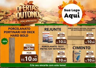 Modelo de Encarte para Encarte A4 Horizontal com o tema Ofertas de Outono - Vem, Aproveite! para Pisos e revestimentos