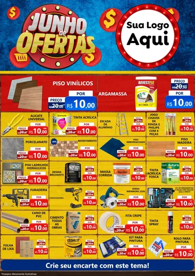 Modelo de Encarte para Encarte A4 Vertical com o tema Junho de Ofertas para Material para Construção