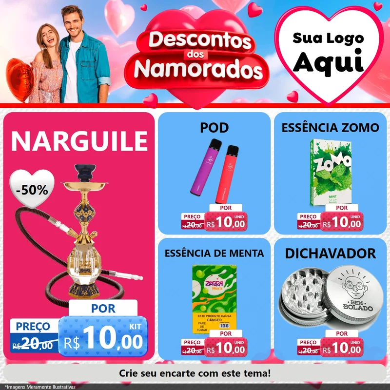 Modelo de Rede Social para Feed Facebook com o tema Descontos dos Namorados para Tabacaria