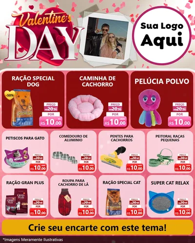 Modelo de Rede Social para Feed Instagram com o tema Valentine's Day para Pet Shop