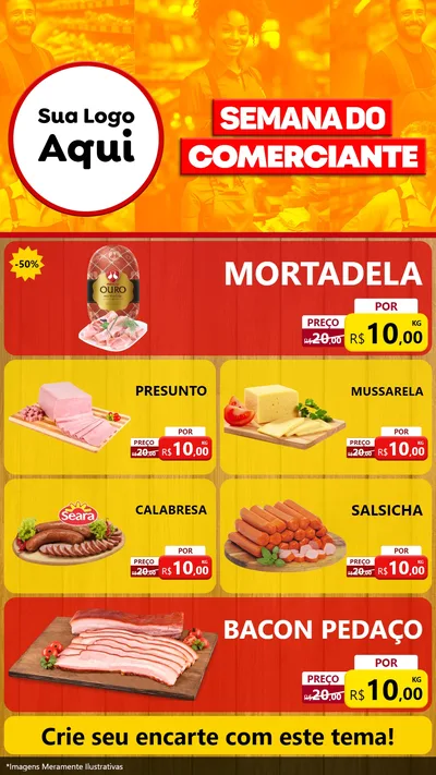 Modelo de TV para TV Vertical com o tema Semana do Comerciante para Frios e Laticínios