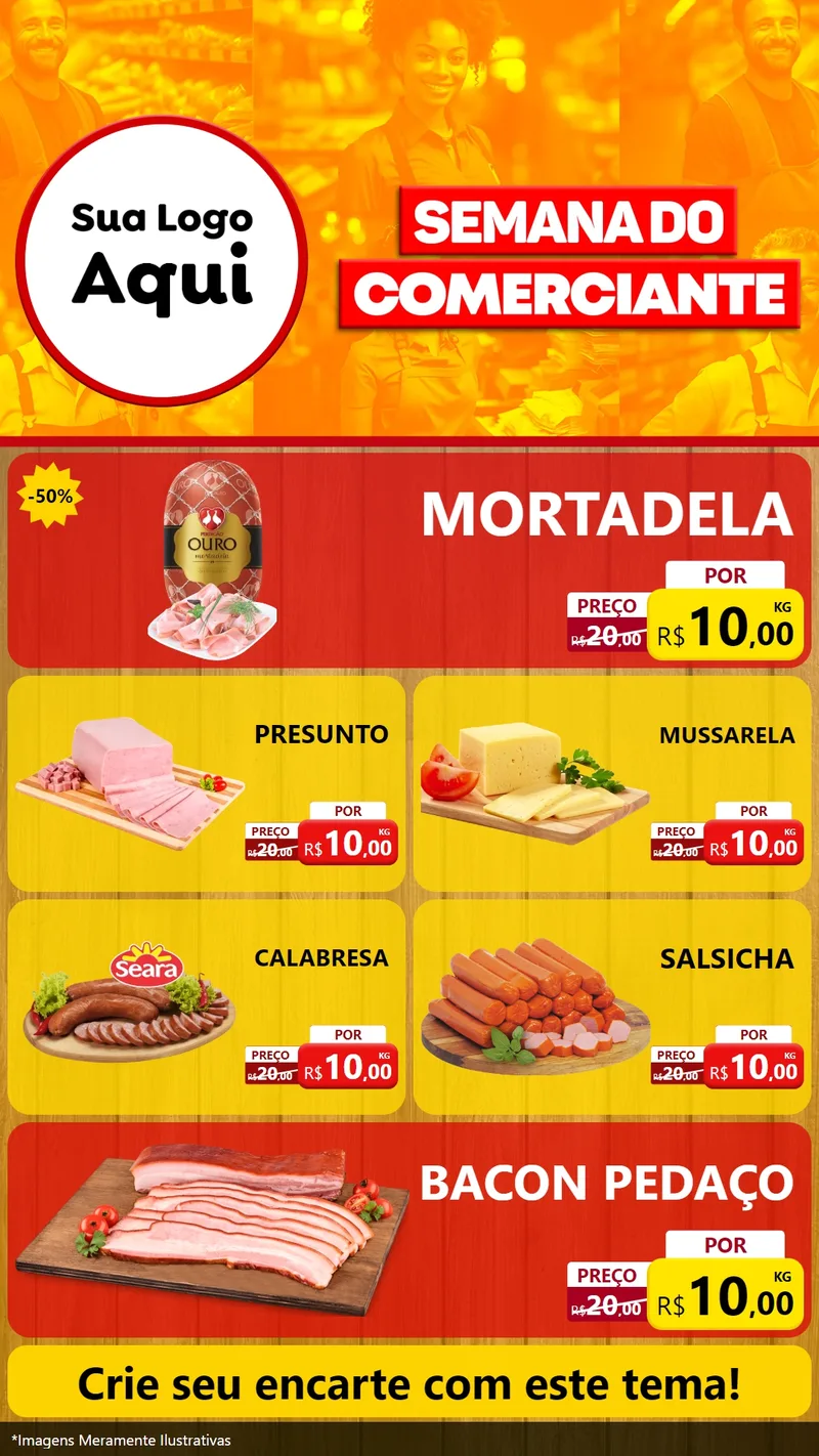 Modelo de TV para TV Vertical com o tema Semana do Comerciante para Frios e Laticínios