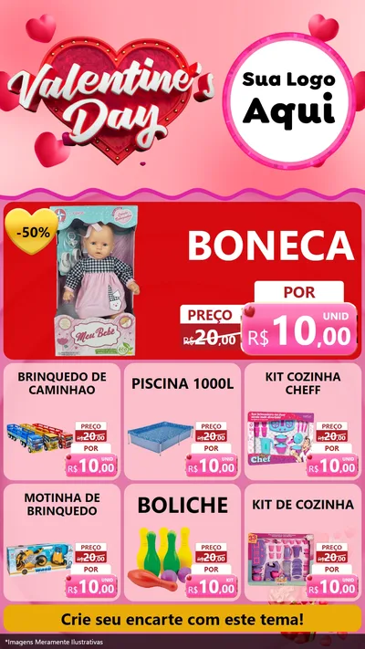 Modelo de Rede Social para Stories com o tema Valentine's Day para Brinquedos