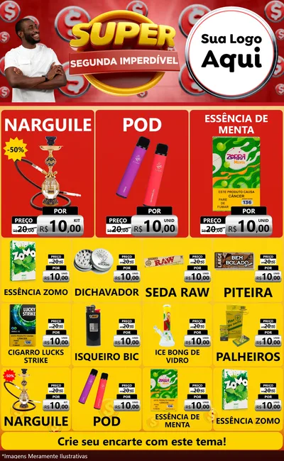 Modelo de Encarte para Encarte Grande com o tema Super Segunda Imperdível para Tabacaria