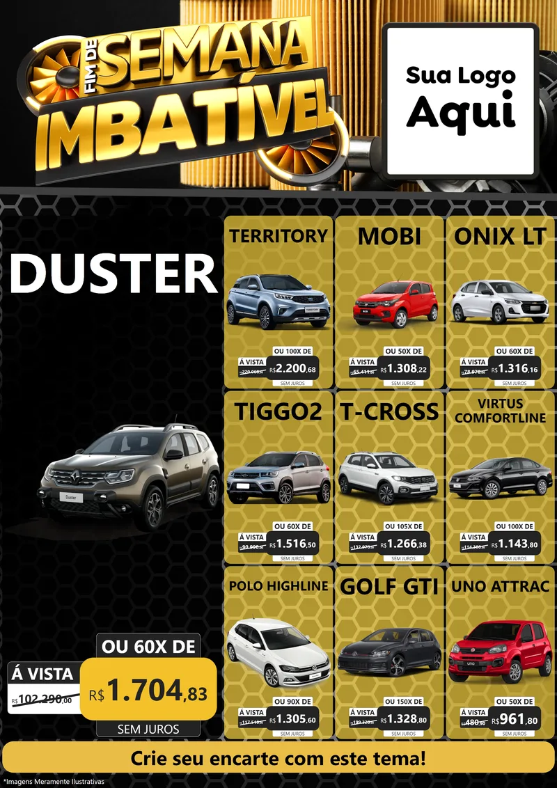 Modelo de Encarte para Encarte A4 Vertical com o tema Fim de Semana Imbatível para Concessionaria de Carros
