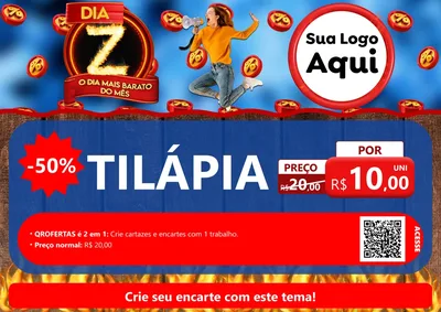 Modelo de Cartaz para Cartaz A4 Horizontal com o tema Dia Z - O Dia Mais Barato Do Mês para Peixaria