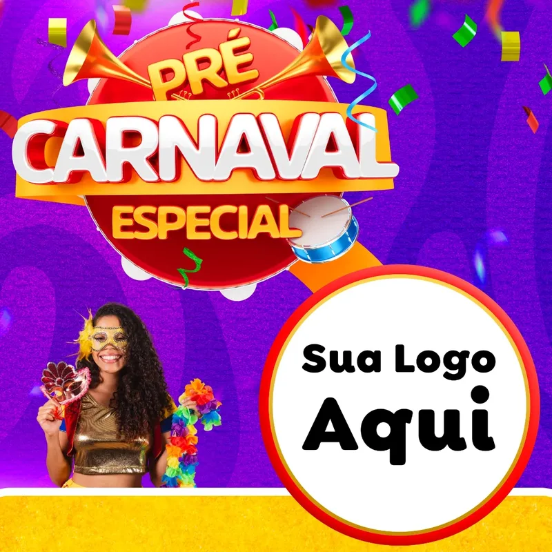 Modelo de Rede Social para Feed Facebook com o tema Pré-Carnaval Especial para Supermercado
