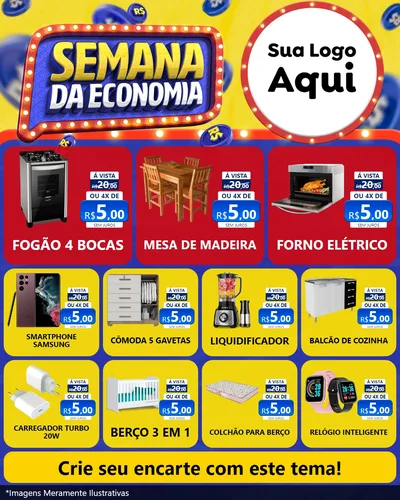 Modelo de Rede Social para Feed Instagram com o tema Semana da Economia para Móveis e Eletro