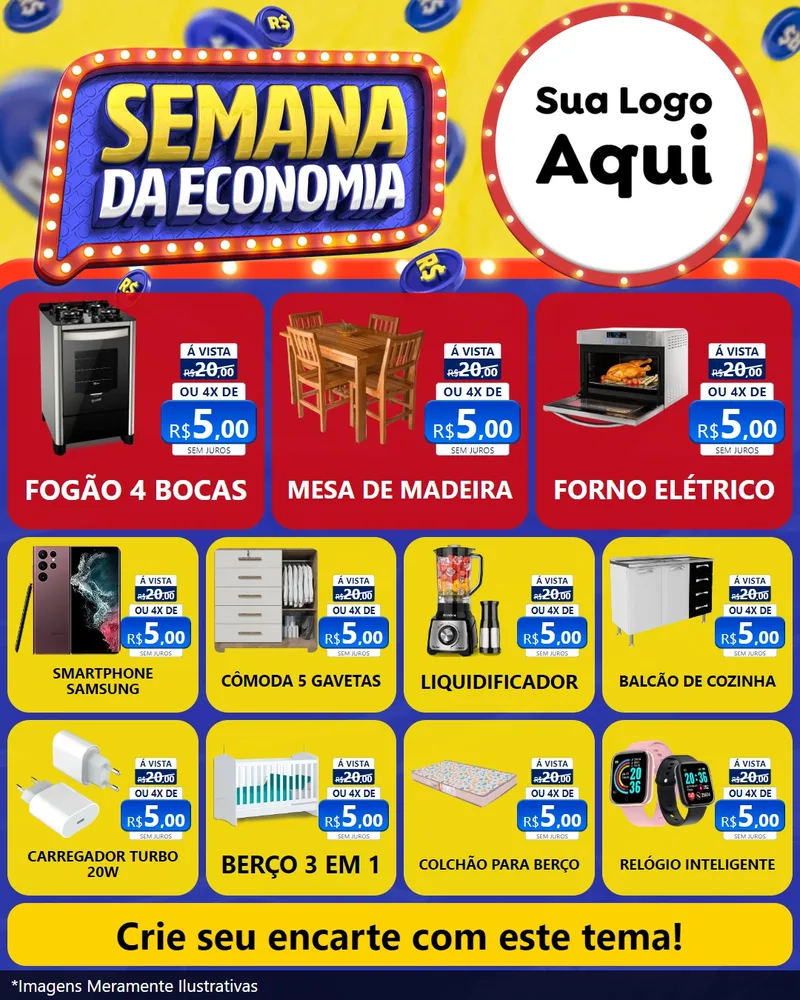 Modelo de Rede Social para Feed Instagram com o tema Semana da Economia para Móveis e Eletro