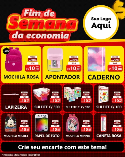 Modelo de Rede Social para Feed Instagram com o tema Fim de Semana da Economia para Papelaria