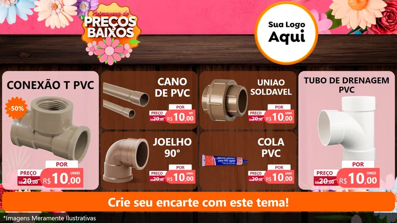 Modelo de TV para TV Horizontal com o tema Primavera de Preços Baixos para Tubos e conexões