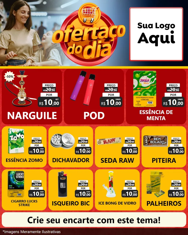 Modelo de Rede Social para Feed Instagram com o tema Ofertaço Do Dia para Tabacaria