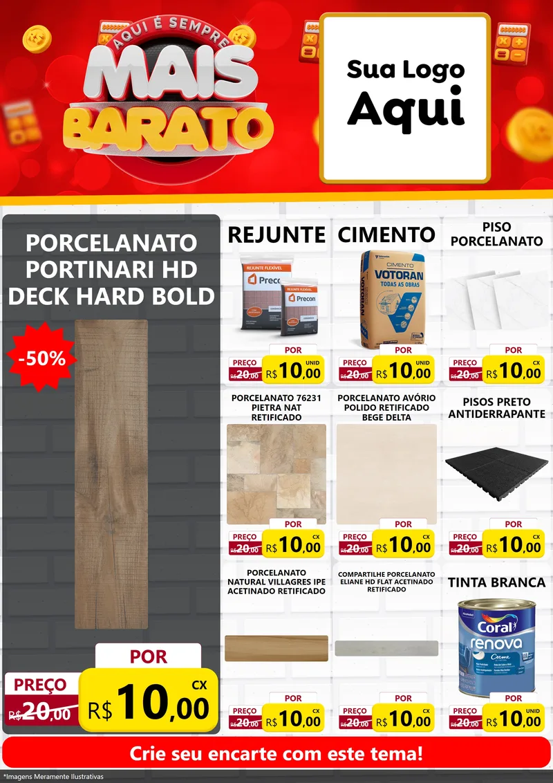Modelo de Encarte para Encarte A4 Vertical com o tema Mais Barato para Pisos e revestimentos