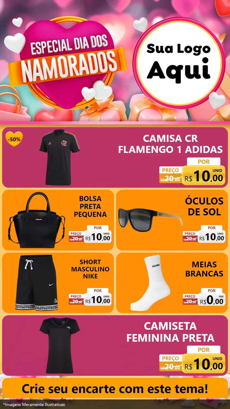 Modelo de TV para TV Vertical com o tema Especial Dia dos Namorados para Roupas e acessórios