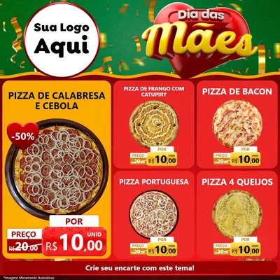 Modelo de Rede Social para Feed Facebook com o tema Dia das Mães para Pizzaria