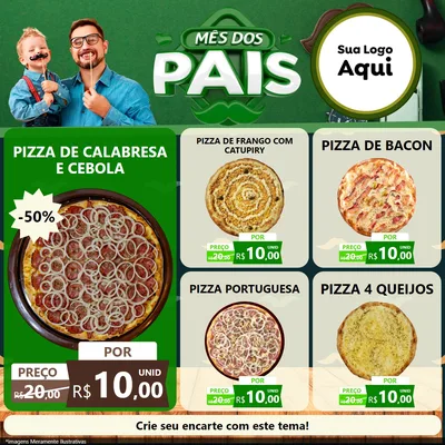 Modelo de Rede Social para Feed Facebook com o tema Mês dos Pais para Pizzaria