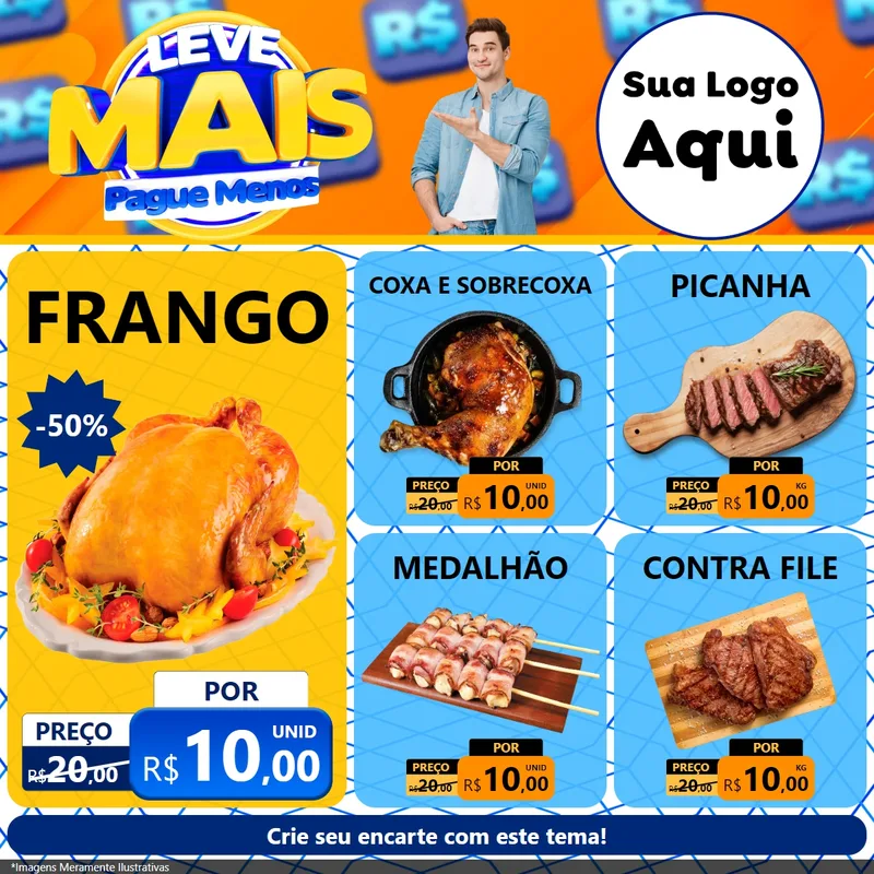 Modelo de Rede Social para Feed Facebook com o tema Leve Mais, Pague Menos para Assados