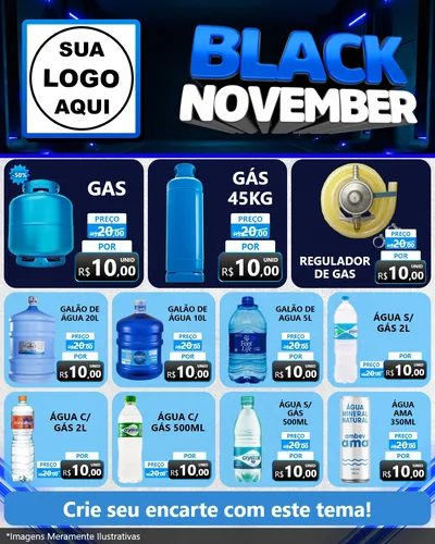 Modelo de Rede Social para Feed Instagram com o tema Black November para Água e gás