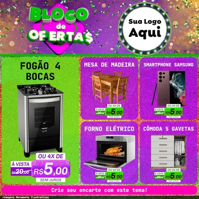 Modelo de Rede Social para Feed Facebook com o tema Bloco de Ofertas para Móveis e Eletro
