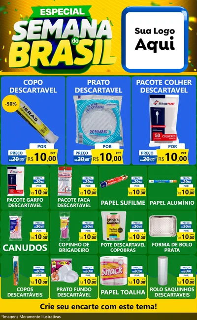 Modelo de Encarte para Encarte Grande com o tema Especial Semana do Brasil para Embalagens