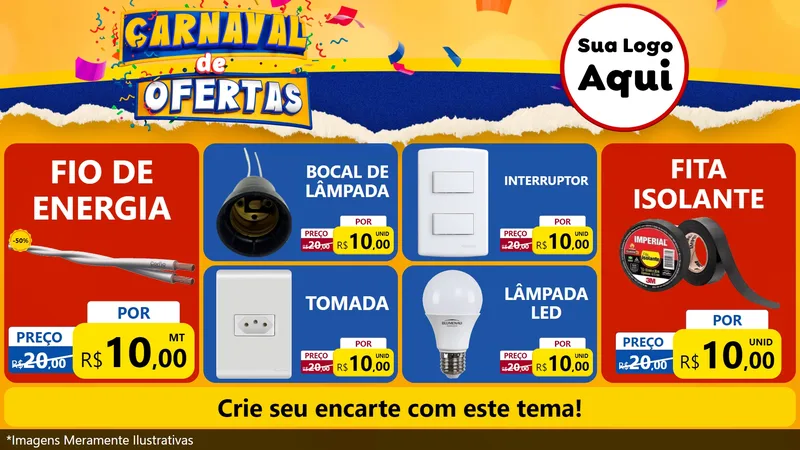 Modelo de TV para TV Horizontal com o tema Carnaval de Ofertas para Materiais Elétricos
