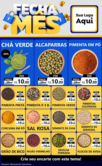 Modelo de Encarte para Encarte Grande com o tema Fecha Mês para Produtos Naturais