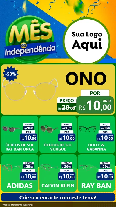Modelo de Rede Social para Stories com o tema Mês da Independência para Óticas