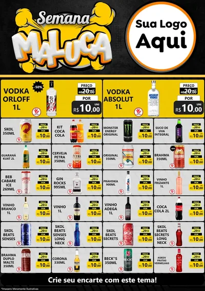 Modelo de Encarte para Encarte A4 Vertical com o tema Semana Maluca para Distribuidora de bebidas