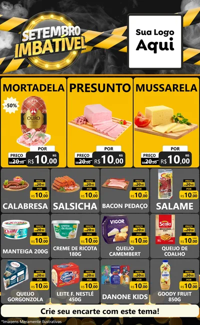 Modelo de Encarte para Encarte Grande com o tema Setembro Imbatível para Frios e Laticínios