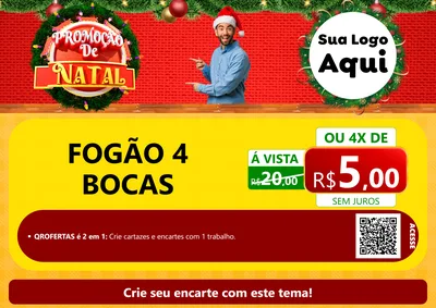 Modelo de Cartaz para Cartaz A4 Horizontal com o tema Promoção de Natal para Móveis e Eletro
