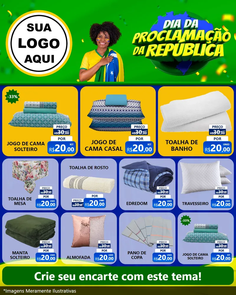 Modelo de Rede Social para Feed Instagram com o tema Dia Da Proclamação Da República para Cama, Mesa e Banho