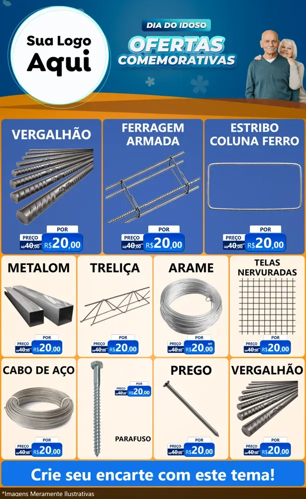 Modelo de Encarte para Encarte Grande com o tema Dia do Idoso para Ferragens