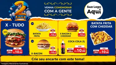 Modelo de TV para TV Horizontal com o tema Aniversário de 2 anos para Hamburgueria