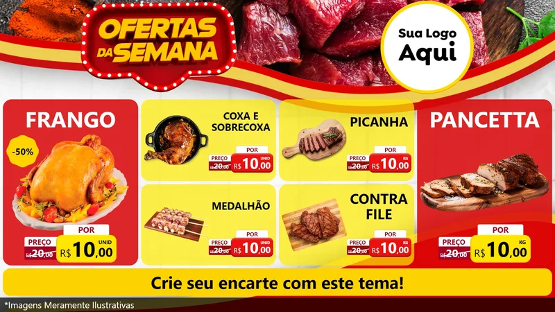 Modelo de TV para TV Horizontal com o tema Ofertas da Semana para Assados