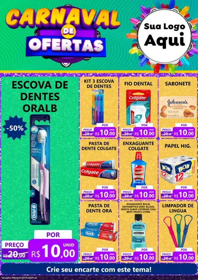 Modelo de Encarte para Encarte A4 Vertical com o tema Carnaval de Ofertas para Higiene Pessoal
