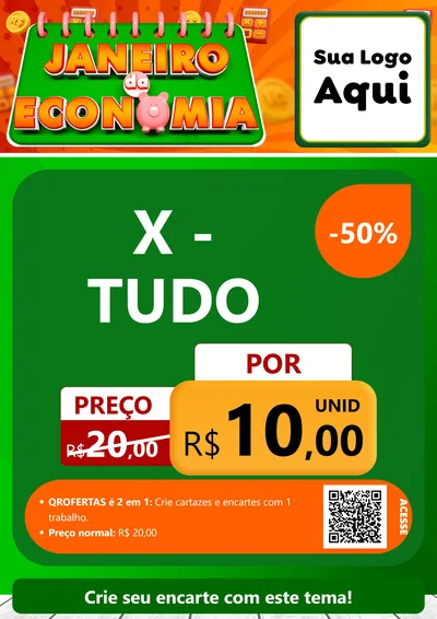 Modelo de Cartaz para Cartaz A4 Vertical com o tema Janeiro da Economia para Hamburgueria