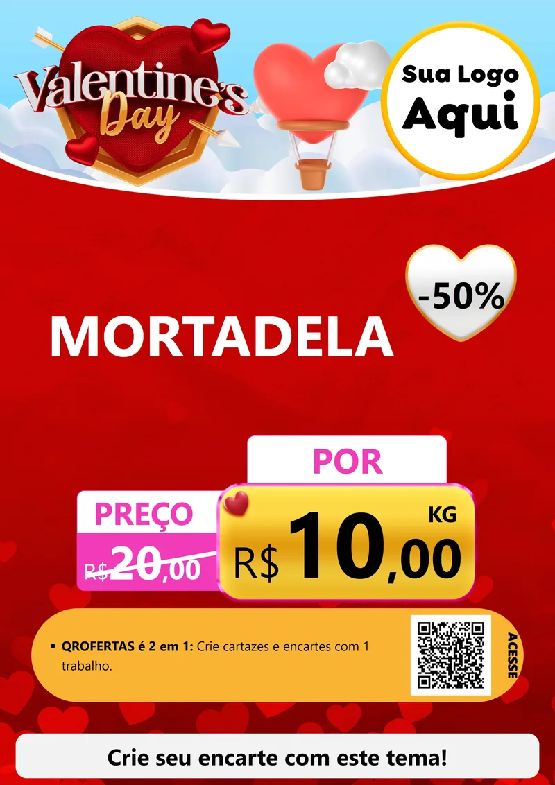 Modelo de Cartaz para Cartaz A4 Vertical com o tema Valentine's Day para Frios e Laticínios