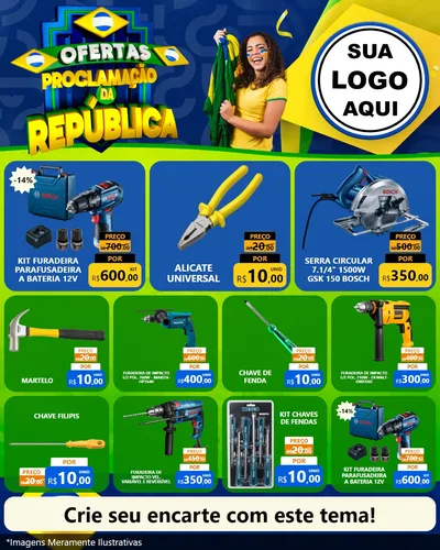 Modelo de Rede Social para Feed Instagram com o tema Ofertas Proclamação da República para Maquinas e Ferramentas