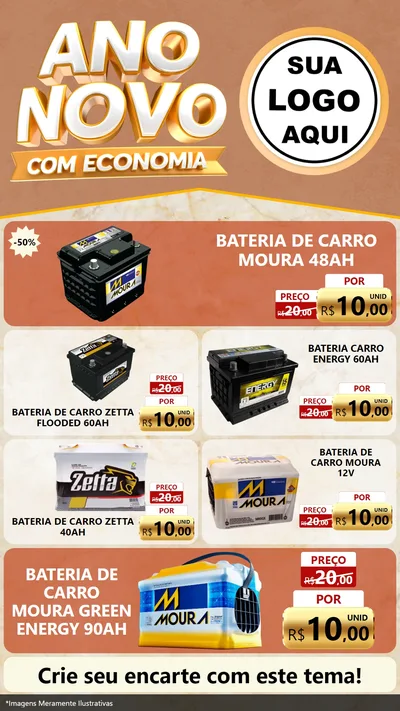 Modelo de TV para TV Vertical com o tema Ano Novo Com Economia para Baterias Elétricas