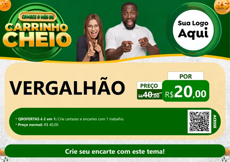 Modelo de Cartaz para Cartaz A4 Horizontal com o tema Carrinho Cheio para Ferragens